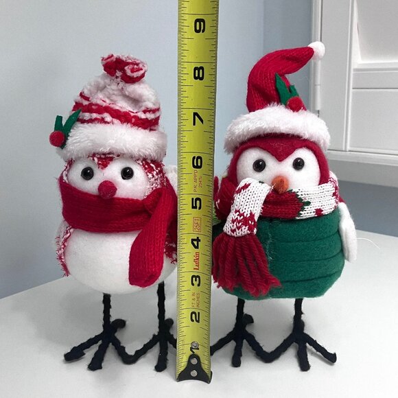 Christmas Fabric Birds Set Decor Holiday Winter Coats Ornaments Scarf - Picture 2 of 8